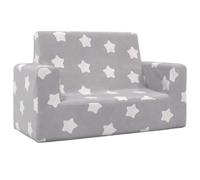 vidaXL Canapé pour enfants 2 places Mini canapé Gris clair étoiles Peluche douce