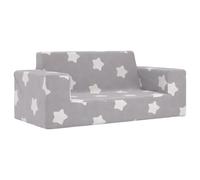 vidaXL Canapé pour Enfants à 2 Places Gris Clair étoiles Peluche Douce, Mini canapé, Mini canapé pour Enfants, siège pour Enfants