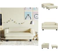 vidaXL Canapé pour enfants avec tabouret Crème 100x50x30 cm Similicuir - Meubles pour bébés et jeunes enfants