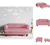 vidaXL Canapé pour enfants avec tabouret rose 100x50x30 cm velours - Meubles pour bébés et jeunes enfants