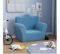 vidaXL Canapé pour enfants en peluche douce avec accoudoirs et dossier pour tout-petits Bleu G