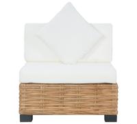 vidaXL Canapé sans accoudoirs avec coussins Rotin naturel