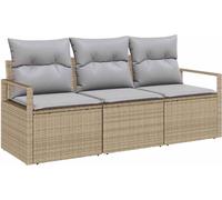 vidaXL Canapé Set 3 pcs Beige Poly-Rattan