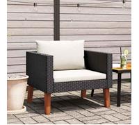 vidaXL Canapé simple de jardin avec coussins Résine tressée Noir