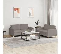 vidaXL Ensemble de canapés 2 pcs avec coussins Taupe Tissu3202093 Taupe G