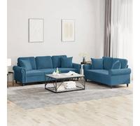 Canape droit vidaxl 3 places en velours bleu 77 x 152 x 80 cm bleu G