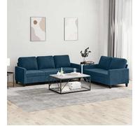 vidaXL Canapés 2 Pièces Velours Bleu Salon Coussins Confortables Design Moderne Élégant 150x80cm