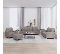 vidaXL Ensemble de canapés 4 pcs avec coussins Taupe Tissu