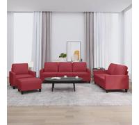 vidaXL Ensemble de canapés 4 pcs et coussins Rouge bordeaux Similicuir