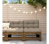 vidaXL Canapés centraux avec coussins 2 pcs marron miel