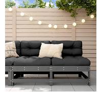 vidaXL Canapés centraux de jardin 2 pcs. Gris Pin massif