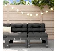 vidaXL Canapés centraux de jardin 2 pcs. Gris Pin massif
