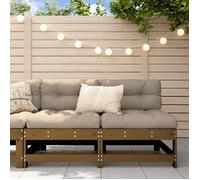 vidaXL Canapés centraux de jardin 2 pcs en pin massif brun miel, sièges avec dossier