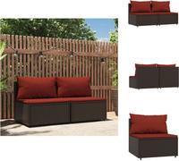 vidaXL Canapés centraux de jardin avec coussins 2 pcs. Marron Poly Rotin - Canapés de jardin