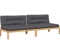 vidaXL Canapés centraux de jardin en palettes 2 pièces avec coussins en bois d'acacia