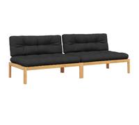 vidaXL Canapés centraux de jardin en palettes 2 pièces avec coussins en bois d'acacia
