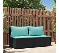 vidaXL Canapés centraux de jardin et coussins 2pcs Noir Résine tressée