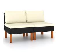 vidaXL Canapé central 2 pcs. Poly rotin et bois massif d'eucalyptus