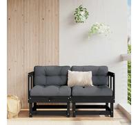 vidaXL Canapé d'angle avec coussins 2 pcs. noir pin massif