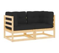 vidaXL Canapés d'angle de jardin 2 pièces avec coussins pin massif
