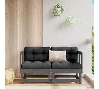 vidaXL Canapé d'angle de jardin Pin massif 2 pcs Gris