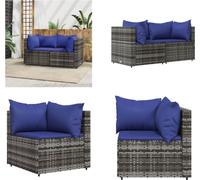 vidaXL Canapés d'angle de jardin avec coussins 2 pcs. Poly Rattan gris - Canapé d'angle - Canapés d'angle - Canapé - Canapé d'extérieur