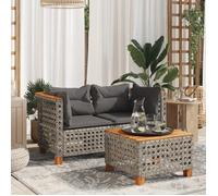 vidaXL Canapé d'angle de jardin 2 pièces avec coussins Gris résine tressée