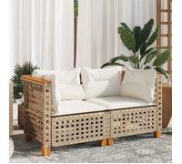 vidaXL Canapé d'angle de jardin avec coussins 2 pcs Beige résine tressée