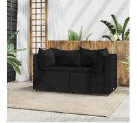 vidaXL Canapé d'angle de jardin 2 pcs avec coussins – Noir poly rotin