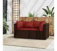 vidaXL Canapés d'angle de jardin et coussins2pcs marron résine tressée