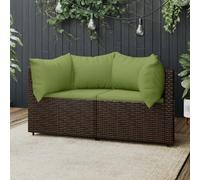 vidaXL Canapés d'angle de jardin et coussins2pcs marron résine tressée