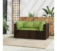 vidaXL Canapés d'angle de jardin et coussins2pcs marron résine tressée