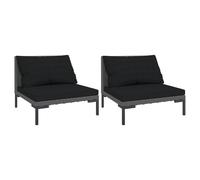 vidaXL Canapés de jardin 2 pcs. avec coussins Poly Rattan semi-circulaire