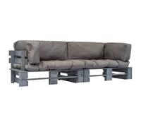 Vidaxl Canapés De Jardin Palette 2 Pcs Coussins Gris Pinède Gris