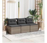 vidaXL Canapés de jardin sans accoudoirs 2 pcs avec coussins en poly rattan Gris