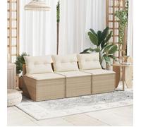 vidaXL Canapés de jardin sans accoudoirs avec coussins 2 pcs. Beige Poly Rattan
