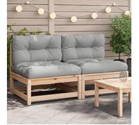 vidaXL Canapés de jardin sans accoudoirs avec coussins 2 pcs. Pin massif