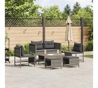 vidaXL Canapés d'extérieur Gris et gris foncé Rattan, verre trempé 4104702 Gris G