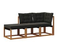 vidaXL Canapés modulaires d'extérieur avec coussin 3 Pièce Naturel