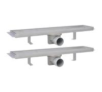 vidaXL Caniveaux de douche linéaires 2 pcs. 530 x 140 mm acier inoxydable