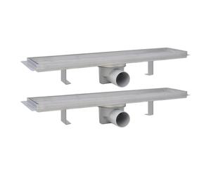vidaXL Caniveaux de douche linéaires 2 pcs. 530 x 140 mm acier inoxydable