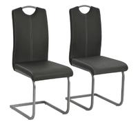 vidaXL 2X Chaise à Dîner Cantilever Similicuir Gris Chaise à Manger Cuisine