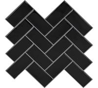 vidaXL Carreau à chevrons 10 pcs Noir 30 x 30 cm Polyuréthane et PET