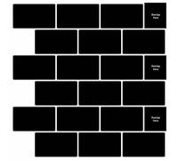 vidaXL Carreau de métro 10 pcs Noir 30 x 30 cm Polyuréthane et PET, Carreaux de salle de bain DIY, panneaux muraux rectangulaires autocollants, déco cuisine brillante