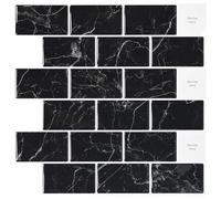 vidaXL Carreau de métro 20 pcs Marbre noir 30 x 30 cm, Carreaux de salle de bain DIY, panneaux muraux rectangulaires autocollants, déco cuisine brillante
