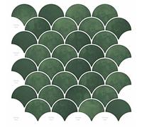 vidaXL Carreau écailles de poisson 50 pcs Vert foncé 30 x 30 cm, Carreaux rectangulaires écaille de poisson, solides, à installer facilement pour vos murs de cuisine et déco