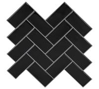 Vidaxl Carreau En Chevron 10 Pcs Noir 30 X 30 Cm Polyuréthane Et Pet