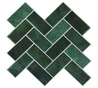vidaXL Carreau en chevron 50 pcs Vert foncé 30 x 30 cm, Décoration Murale Artistique, Rectangulaire, Carreaux en Herringbone Durables, Fini Brillant, Matériaux Créatifs pour Salle de B