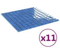 vidaXL Carreaux de mosaïque, 11 pièces, bleu, 50 x 50 cm, verre