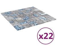 vidaXL Carreaux de mosaïque, 22 pièces, gris et bleu, 50 x 50 cm, verre